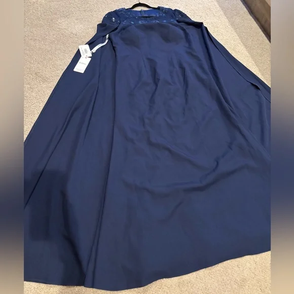 JJs House Elegant Long Sleeve Gray Dress with Cape - Picture 9 of 13